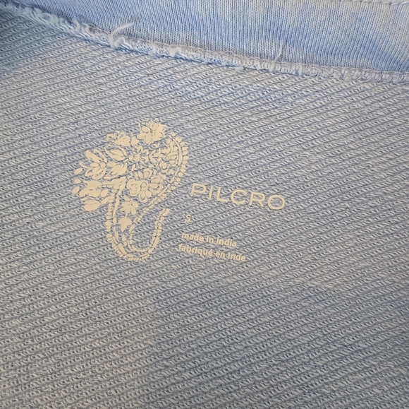 Anthropologie Pilcro Mixed Media Oversized Pullover Top Blue Balloon Sleeve Sz S - Picture 2 of 14